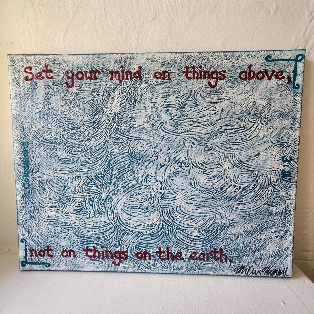 "Focus Upward" original art Bible verse textured canvas painting wall decor